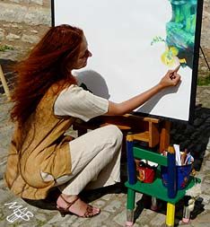 Marie Brozova working on her drawing