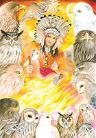 Overall view of the drawing: The Sun of Birds of Prey and the Moon of Owls